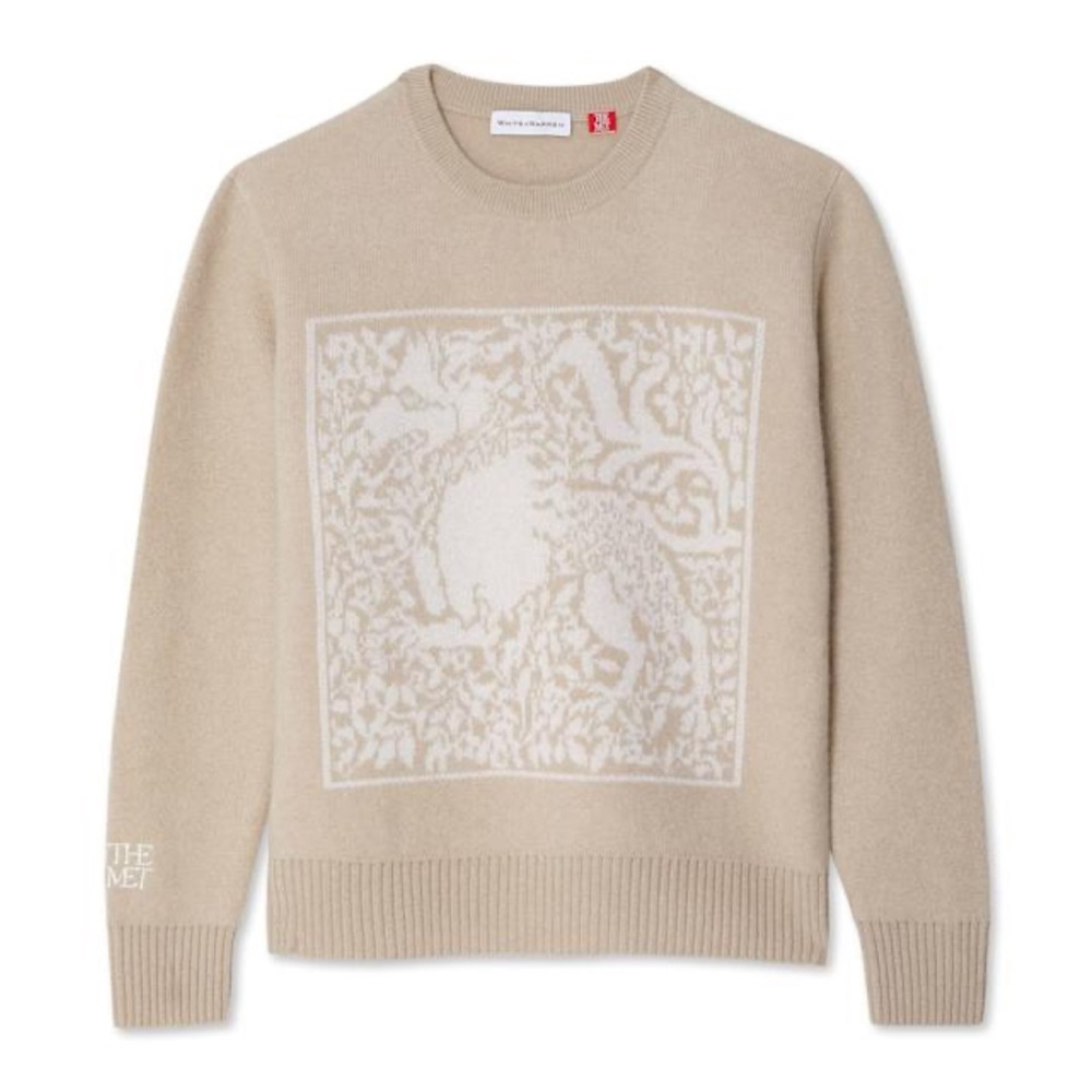 NWT New White + Warren Beige Crewneck Sweater Collab with Met Museum of Art - Picture 3 of 8